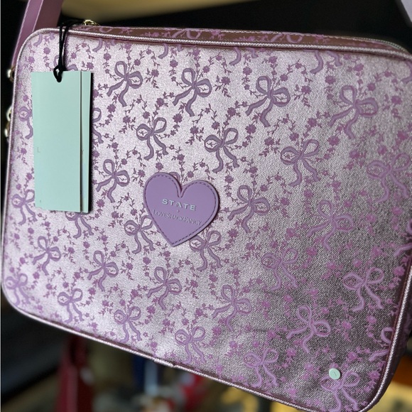 LoveShackFancy state laptop case / bag pink coquette bow print - Picture 7 of 9